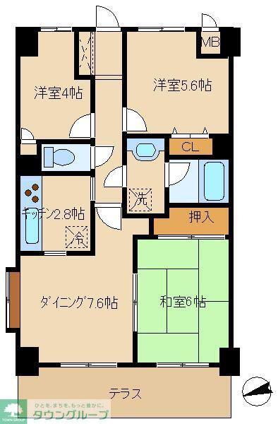 コスモ大倉山(3DK/1階)の間取り写真