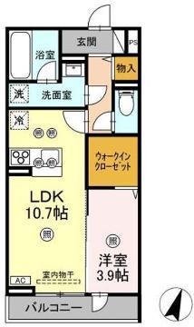 MK WING BLD I棟(1LDK/2階)の間取り写真