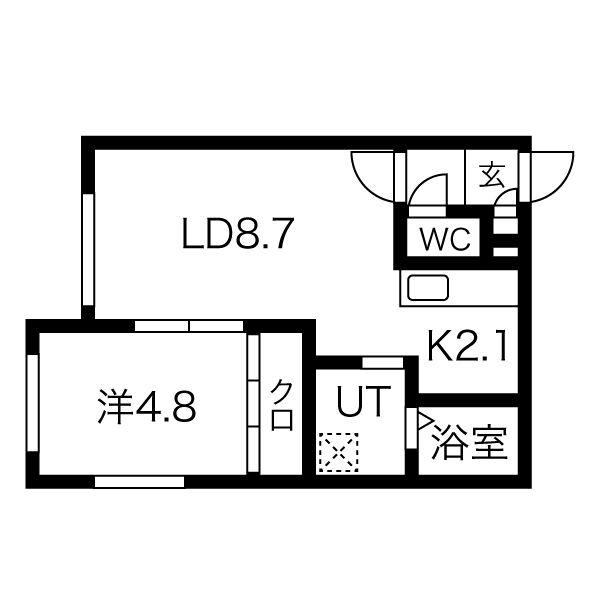 タイタン南郷(1LDK/3階)の間取り写真