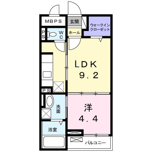 ウィンクルム(1LDK/1階)の間取り写真