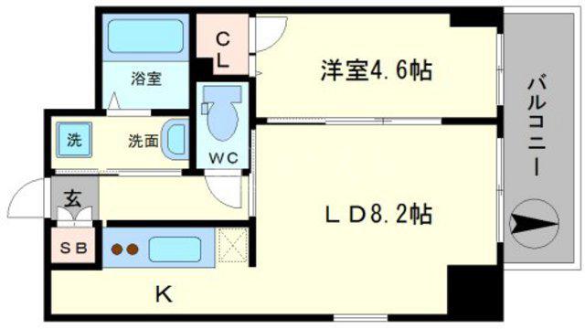 エスリード靭公園(1LDK/6階)の間取り写真