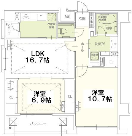 ビエンナーレ高取(2LDK/4階)の間取り写真
