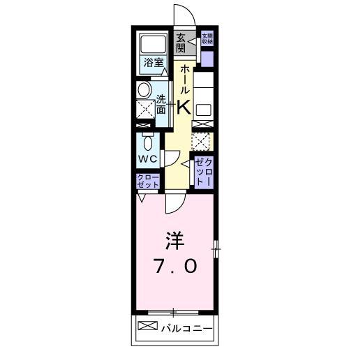 ルッチェ北山(1K/1階)の間取り写真