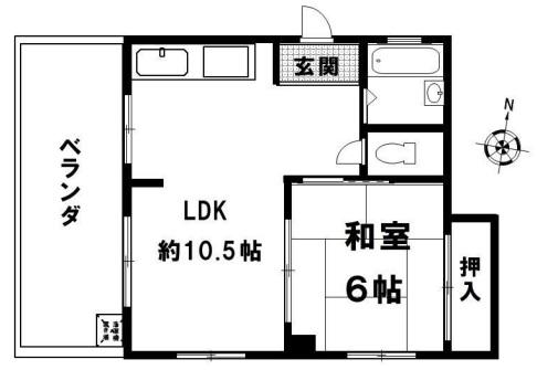 田中ビル(1LDK/4階)の間取り写真