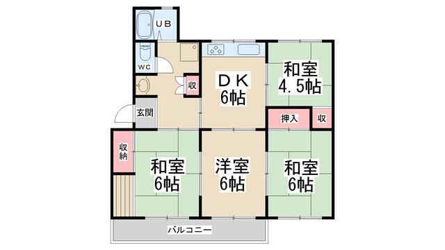 公社清和台団地22号棟(4DK/3階)の間取り写真