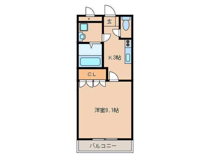 グローリエ・M(1K/3階)の間取り写真