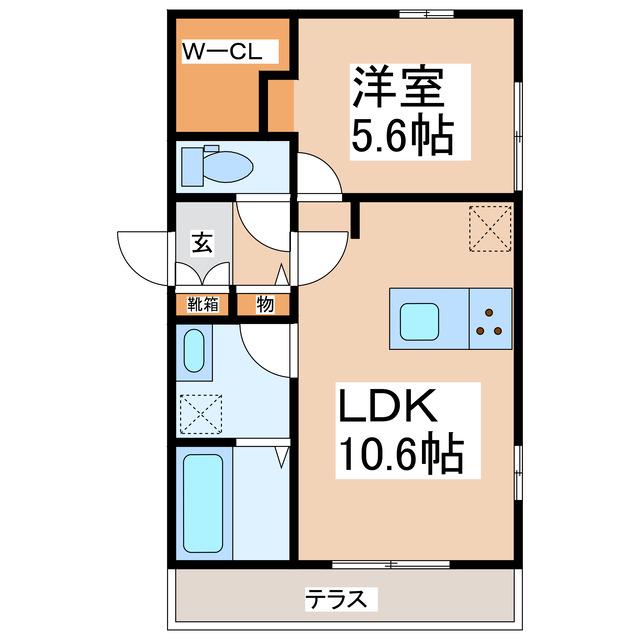 グレンディールII(1LDK/1階)の間取り写真