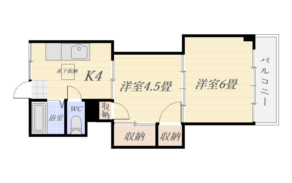 あかいポーチ(2K/1階)の間取り写真