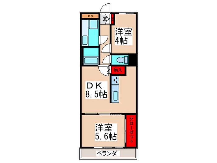 パステルビレッジ市川(2DK/1階)の間取り写真