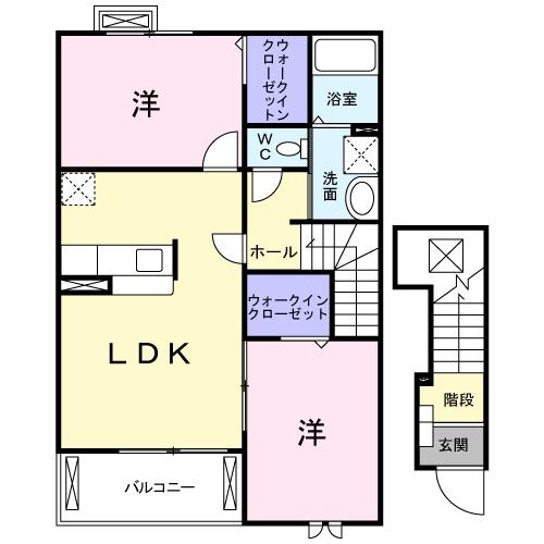 エテルノ フィオーレ(2LDK/2階)の間取り写真