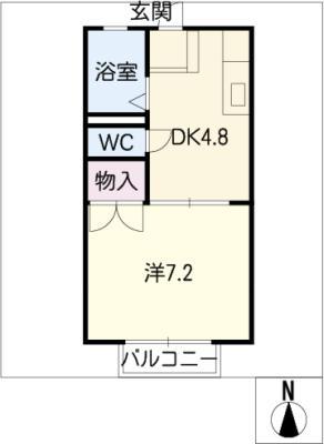 コーポエトワール南棟(1DK/1階)の間取り写真