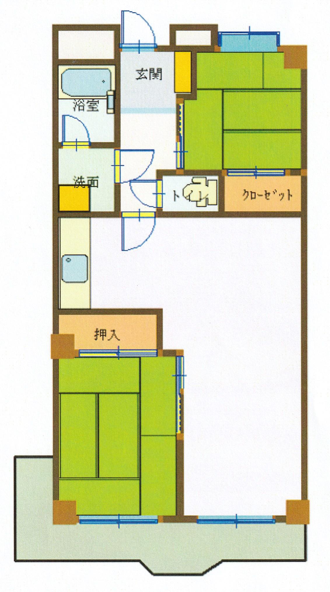 ベルフワラー相本(2LDK/3階)の間取り写真