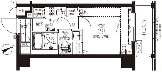 ZOOM上板橋(1K/6階)の間取り写真