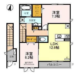リジエール ドゥ(2LDK/2階)の間取り写真