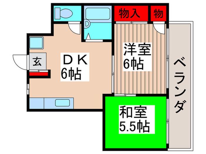 かねしちマンション(2DK/2階)の間取り写真