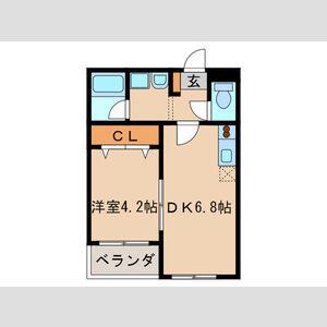 ハピネス畑江(1DK/4階)の間取り写真
