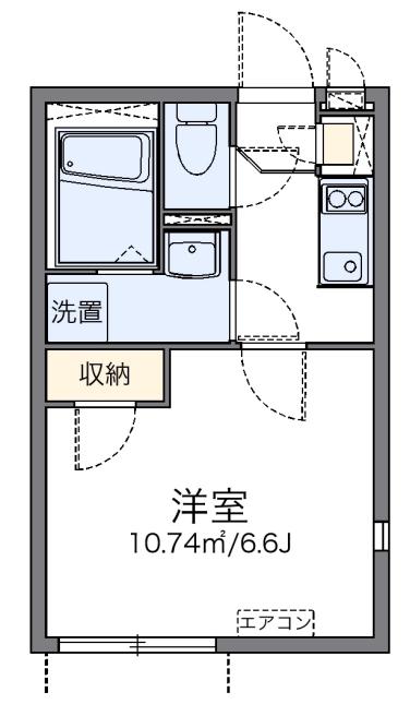 ルクレール(1K/2階)の間取り写真