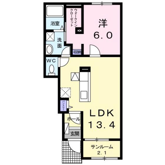 広島高速交通アストラムライン 西原駅(広島) 徒歩14分 2階建 築13年(1LDK/1階)の間取り写真