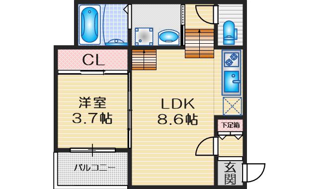 ハーモニック御器所(1LDK/3階)の間取り写真