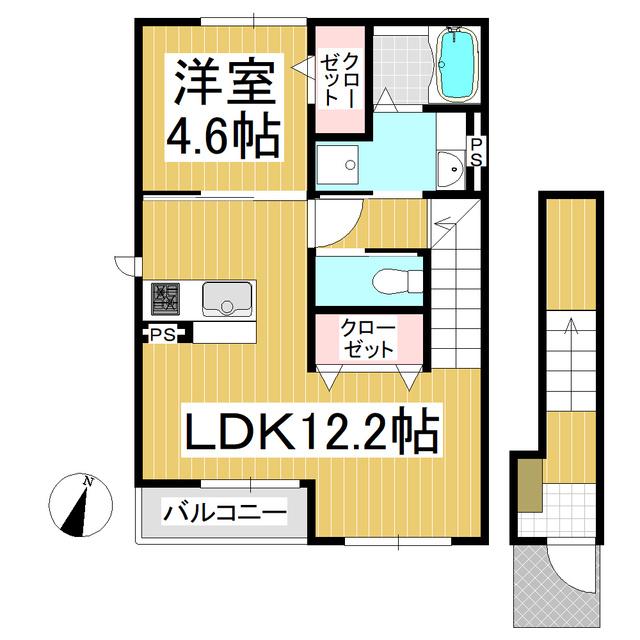 エランジェA棟(1LDK/2階)の間取り写真