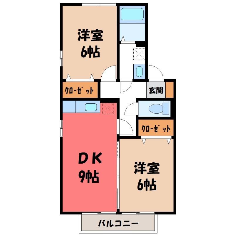 藤の木ハウスA(2DK/1階)の間取り写真
