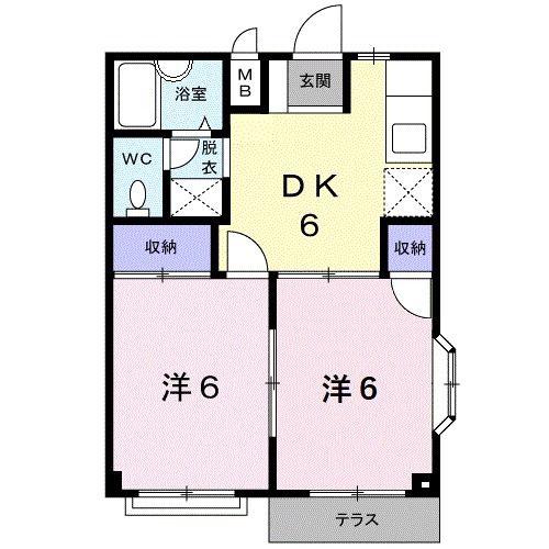 エルディム小林(2DK/1階)の間取り写真
