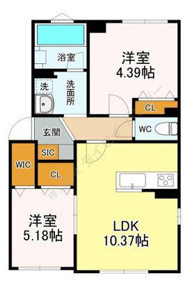 武蔵小金井ハウス(2LDK/2階)の間取り写真