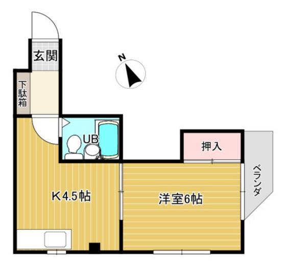 井口ビル(1K/2階)の間取り写真