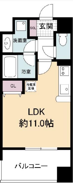 レジディア心斎橋ウエスト(ワンルーム/9階)の間取り写真