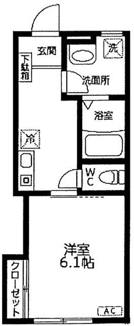 メゾンドショコラ(1K/1階)の間取り写真