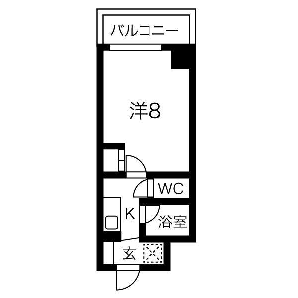 星ヶ丘GODIVA(1K/3階)の間取り写真