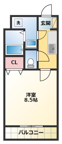 FREEDOM(1K/2階)の間取り写真