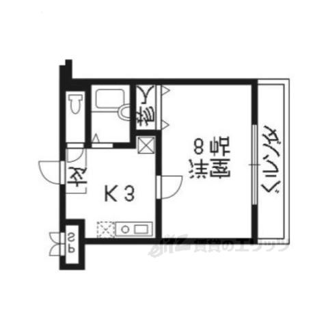MORE五条1(1K/4階)の間取り写真