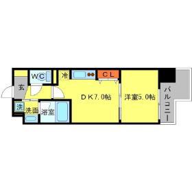 BRAVI南堀江(1DK/5階)の間取り写真