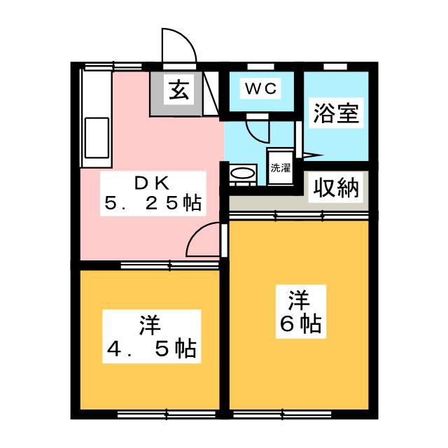 ベルハイツ入間(2DK/2階)の間取り写真