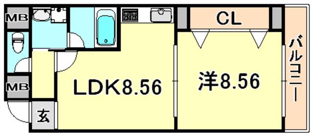 プラネットフィールド神戸(1LDK/4階)の間取り写真
