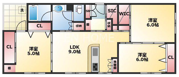境川マンション(3LDK/2階)の間取り写真