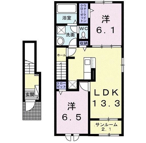アナザースカイI(2LDK/2階)の間取り写真