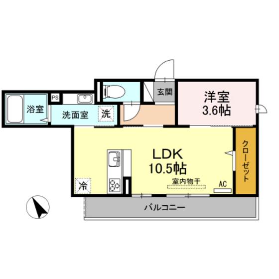シャルマン吉島(1LDK/3階)の間取り写真