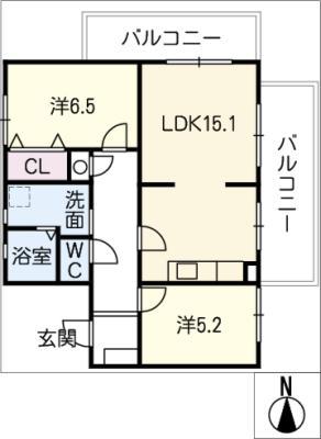 イトーピア覚王山マンション(2LDK/3階)の間取り写真