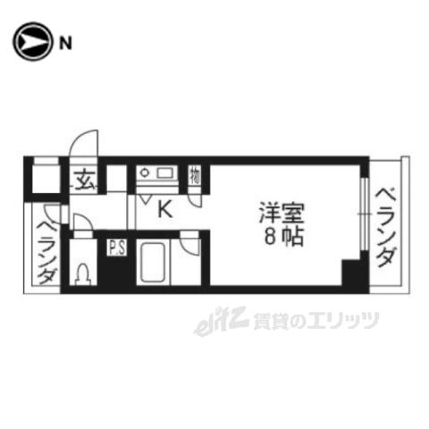 ノアーズアーク京都五条(1K/3階)の間取り写真
