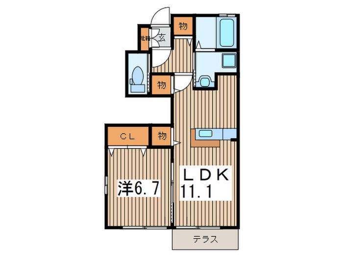 コンフォートブルーニN棟(1LDK/1階)の間取り写真