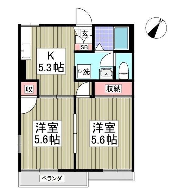 上前ハイツE(2K/2階)の間取り写真