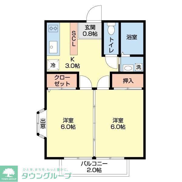 ウェルカム21(2DK/1階)の間取り写真