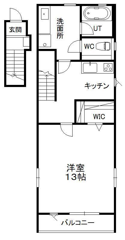 ヒルズレジデンシャルE(1K/2階)の間取り写真