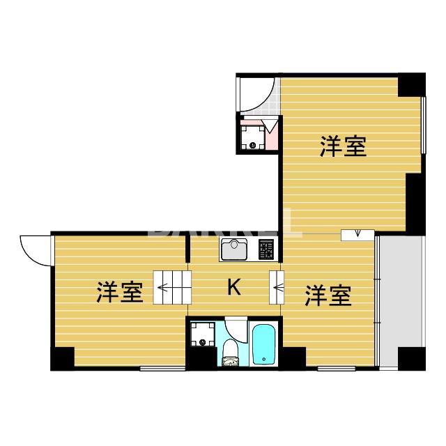 地下鉄御堂筋線 西中島南方駅 徒歩4分 7階建 築21年(2DK/6階)の間取り写真