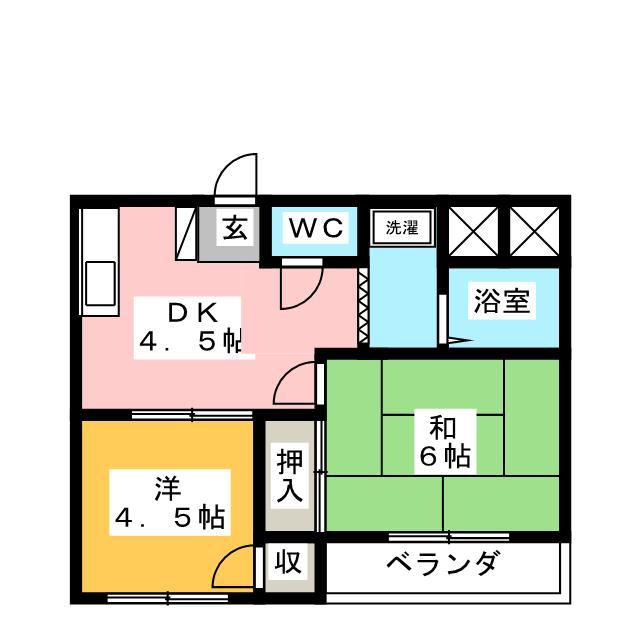 シティー秋桜(2DK/3階)の間取り写真