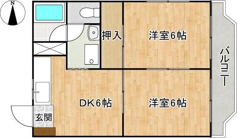 グランドネス河合(2DK/2階)の間取り写真