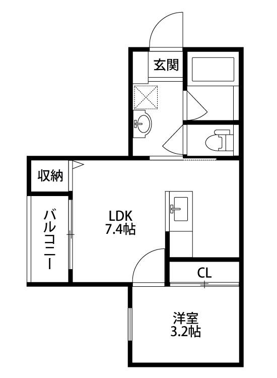 ノア.ノア天神(1LDK/2階)の間取り写真
