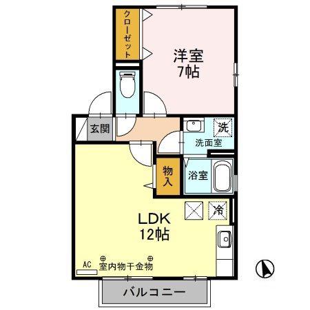 フォーシーズン C(1LDK/1階)の間取り写真